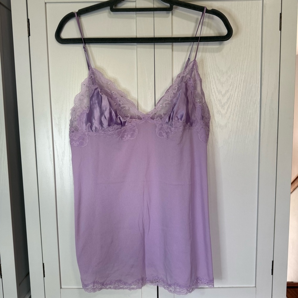 Victoria’s Secret Lilac Lace Satin Slip Chemise Nightie Large Vintage Y2K 11/03